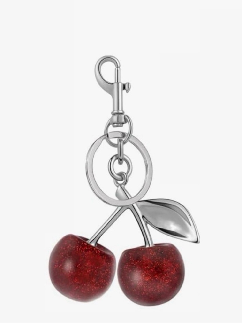 Cherry Bag Charm with Silver Hardware